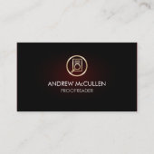 金ゴールド校正紙虫眼鏡アイコンの光彩 名刺 (正面)