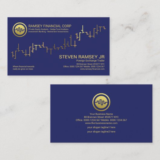 金ゴールド株フェイク式取引グラフ指数Forex Dealer 名刺 (正面/裏面)