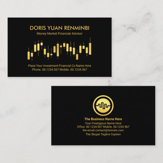 金ゴールド株価上昇傾向グラフ 名刺 (正面/裏面)