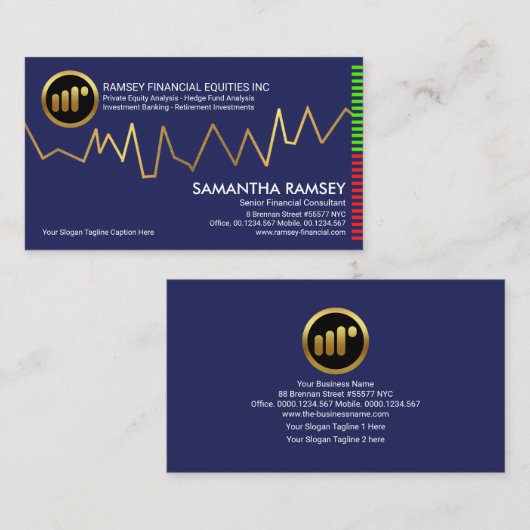 金ゴールド株式グラフ金融投資顧客 名刺 (正面/裏面)