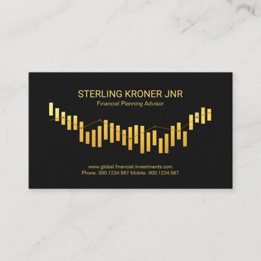 金ゴールド株式共有市場指数グラフ財務 名刺 (正面)