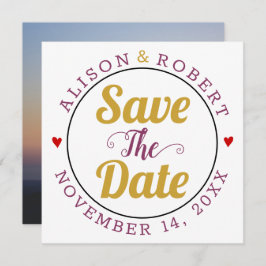 金ゴールド桑のタイポグラフィハートの背面の写真 セーブザデート