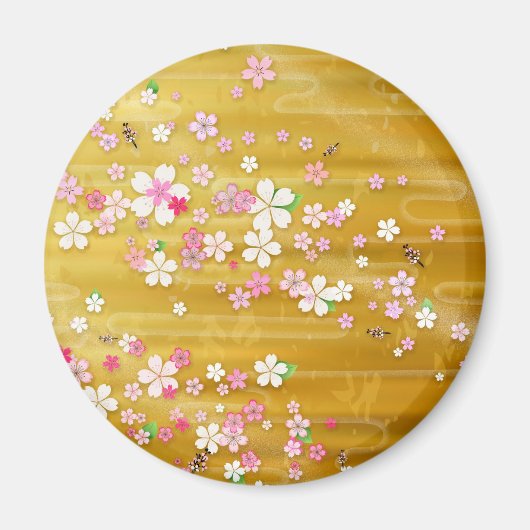 金ゴールド桜着物:: マグネット (正面)