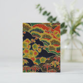 金ゴールド梅花和服織 ポストカード (スタンド正面)