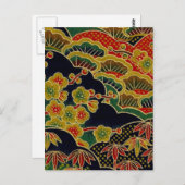 金ゴールド梅花和服織 ポストカード (正面/裏面)