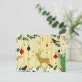 金ゴールド森林冬トナカイ シーズンポストカード (スタンド正面)