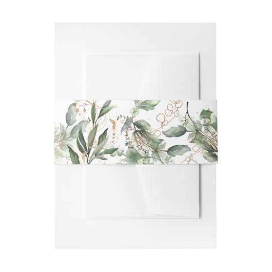 金ゴールド植物ユーカリエレガントグリーンセージ 招待状ベリーバンド (正面例)