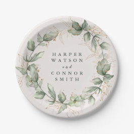 金ゴールド植物ユーカリエレガントライナリーモス ペーパープレート