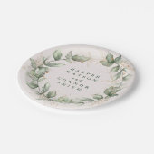 金ゴールド植物ユーカリエレガントライナリーモス ペーパープレート (アングル)