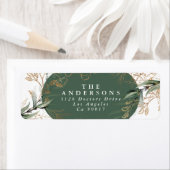 金ゴールド植物ユーカリモダンウオーターカラーモス ラベル (インサイチュ)