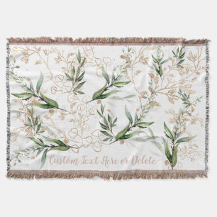 金ゴールド植物ユーカリモダン抽象芸術 スローブランケット