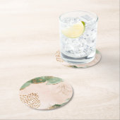 金ゴールド植物ユーカリモダン抽象芸術 ラウンドペーパーコースター (インサイチュ)