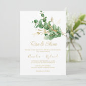 金ゴールド植物ユーカリ | ライズ&シャイン招待状 招待状 (スタンド正面)