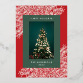 金ゴールド植物体フレーム文字フォトハッピー 箔シーズンカード (裏面)