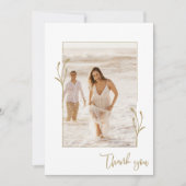 金ゴールド植物写真エレガントな結婚式 サンキューカード (正面)