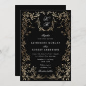 金ゴールド植物単図 招待状 (正面/裏面)