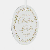 金ゴールド植物学長夫妻の初めてのクリスマス メタルオーナメント (正面右)