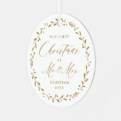 金ゴールド植物学長夫妻の初めてのクリスマス メタルオーナメント (正面左)