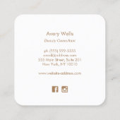 金ゴールド植物性トロピカルリーフピンク美しいスパ スクエア名刺 (裏面)