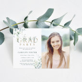 金ゴールド植物手紙の卒業パーティーの写真 招待状