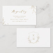金ゴールド植物紋章モノグラムブライダル登録カード プレイスカード (正面/裏面)