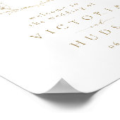 金ゴールド植物紋章結婚モノグラムの歓迎サイン ポスター (角)