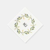 金ゴールド植物緑葉リースラン素朴チ スタンダードカクテルナプキン (角)
