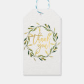 金ゴールド植物緑葉リース素朴結婚ズ ギフトタグ (裏面)