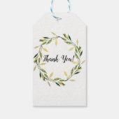 金ゴールド植物緑葉リース素朴結婚ズ ギフトタグ (裏面)
