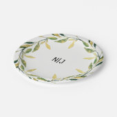 金ゴールド植物緑葉リース素朴自然 ペーパープレート (アングル)