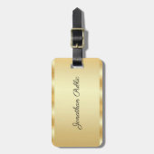 金ゴールド検索タイポグラフィスクリプト名エレガントテンプレート ラゲッジタグ (正面縦)