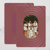 金ゴールド楕円形フレームカスタムフォトファミリークリスマスカード (正面/裏面)