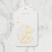 金ゴールド概要イラストレーション抽象芸術リザードオンリーフ ギフトタグ (正面)