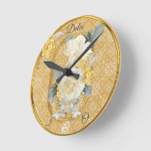 金ゴールド様々な幾何学円のデザイン ラウンド壁時計 (傾斜)