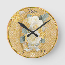 金ゴールド様々な幾何学円のデザイン ラウンド壁時計