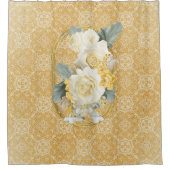 金ゴールド様々な幾何学円の繰り返しマンダラ シャワーカーテン (正面)