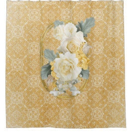 金ゴールド様々な幾何学円の繰り返しマンダラ シャワーカーテン