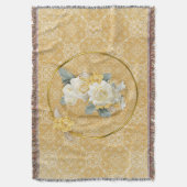 金ゴールド様々な幾何学円の繰り返しマンダラ スローブランケット (正面縦)