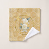 金ゴールド様々な幾何学円の繰り返しマンダラ バスタオルセット (ウォッシュタオル)