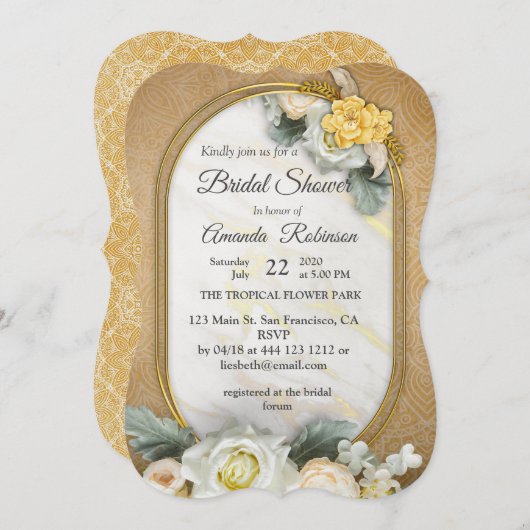 金ゴールド様々な幾何学圏のマンダラ 招待状 (正面/裏面)