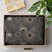 金ゴールド様式化された太陽日が差すことブラックテクスチャ 薄葉紙 (ギフト)