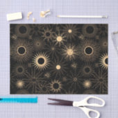 金ゴールド様式化された太陽日が差すことブラックテクスチャ 薄葉紙 (クラフト)