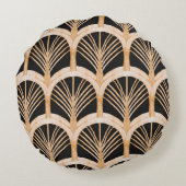 金ゴールド模倣：水彩アートデコ。 ラウンドクッション (裏面)