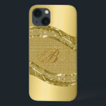 金ゴールド模様のメタリックルック iPhone 13ケース<br><div class="desc">金ゴールドトーン光沢のあるメタリックの外観とダイヤモンドパターン。カスタムとオプションのモノグラム</div>