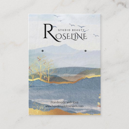 金ゴールド横向絵を描きソフトジュエリー表示 名刺 (正面)