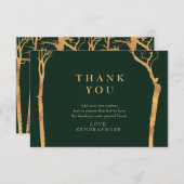 金ゴールド樺の木ツリーサンキューカード サンキューカード (正面/裏面)