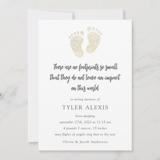 金ゴールド機器ベビーメモリアルアナウンスメントカード 案内状 (正面)