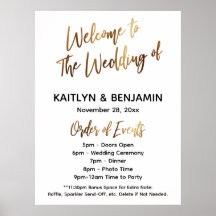 金ゴールド歓迎結婚のタイムラインのイベントの順序の署名