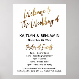 金ゴールド歓迎結婚のタイムラインのイベントの順序の署名 ポスター