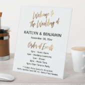 金ゴールド歓迎結婚のタイムラインのイベントの順序の署名 台座サイン (インサイチュ)